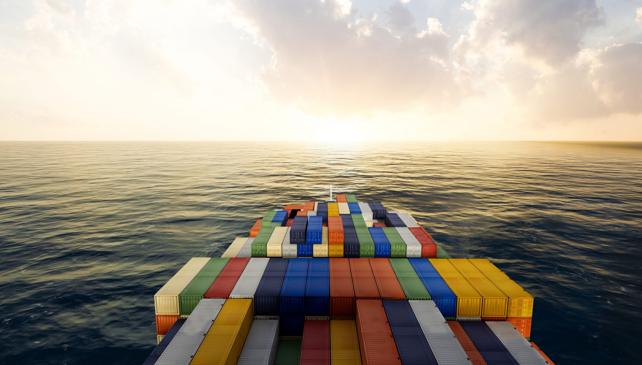 Cargo ship containers moving to destinations, shipping logistics transportation concepts, 3D illustration rendering